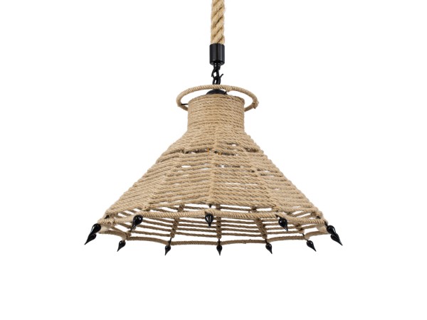 GLOBOSTAR® OZERO 01603 Boho Κρεμαστό Φωτιστικό Οροφής με Ντουί 1 x E27 AC 220-240V IP20 - Μπεζ & Μαύρο - Μ41 x Π41 x Y28cm