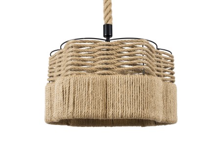 GLOBOSTAR® TONDO 01604 Boho Κρεμαστό Φωτιστικό Οροφής με Ντουί 1 x E27 AC 220-240V IP20 - Μπεζ & Μαύρο - Μ38 x Π38 x Y21cm
