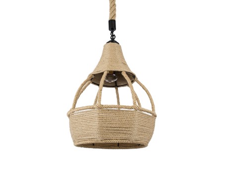 GLOBOSTAR® KUBRIC 01605 Boho Κρεμαστό Φωτιστικό Οροφής με Ντουί 1 x E27 AC 220-240V IP20 - Μπεζ - Μ30 x Π30 x Y40cm