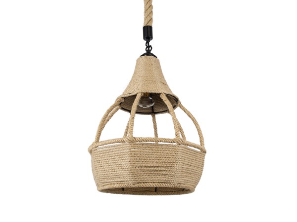 GLOBOSTAR® KUBRIC 01605 Boho Κρεμαστό Φωτιστικό Οροφής με Ντουί 1 x E27 AC 220-240V IP20 - Μπεζ - Μ30 x Π30 x Y40cm