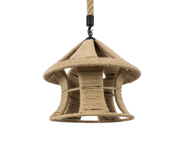 GLOBOSTAR® SOLITARIO 01606 Boho Κρεμαστό Φωτιστικό Οροφής με Ντουί 1 x E27 AC 220-240V IP20 - Μπεζ - Μ36 x Π36 x Y30cm