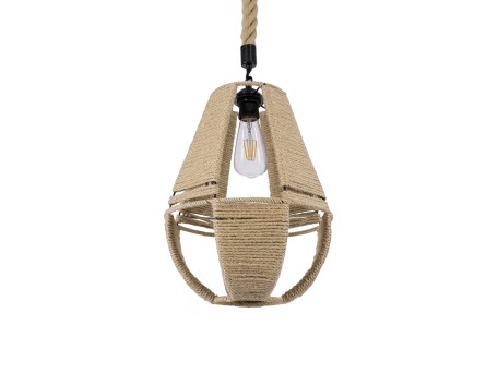 GLOBOSTAR® POLIA 01608 Boho Κρεμαστό Φωτιστικό Οροφής με Ντουί 1 x E27 AC 220-240V IP20 - Μπεζ - Μ30 x Π30 x Y42cm