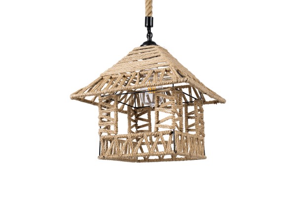 GLOBOSTAR® SPIKY 01613 Boho Κρεμαστό Φωτιστικό Οροφής με Ντουί 1 x E27 AC 220-240V IP20 - Μπεζ - Μ43 x Π43 x Y28cm