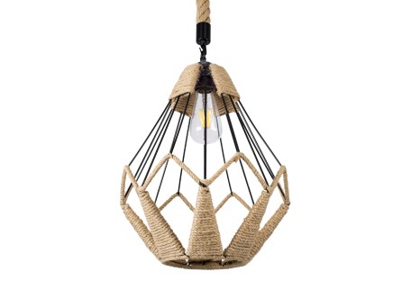 GLOBOSTAR® CONICAL 01617 Vintage Κρεμαστό Φωτιστικό Οροφής με Ντουί 1 x E27 AC 220-240V IP20 - Μαύρο & Μπεζ - Μ30 x Π30 x Υ40cm