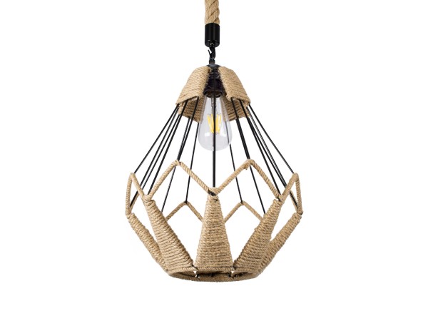 GLOBOSTAR® CONICAL 01617 Vintage Κρεμαστό Φωτιστικό Οροφής με Ντουί 1 x E27 AC 220-240V IP20 - Μαύρο & Μπεζ - Μ30 x Π30 x Υ40cm