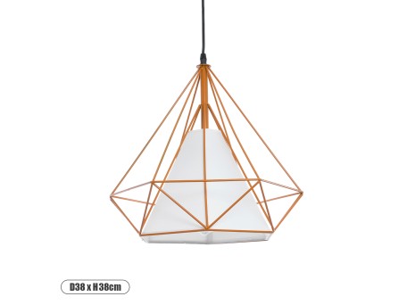 GLOBOSTAR® KAIRI 01621 Μοντέρνο Κρεμαστό Φωτιστικό Οροφής με Ντουί 1 x E27 AC 220-240V IP20 - Πορτοκαλί & Λευκό - Μ38 x Π38 x Y38cm