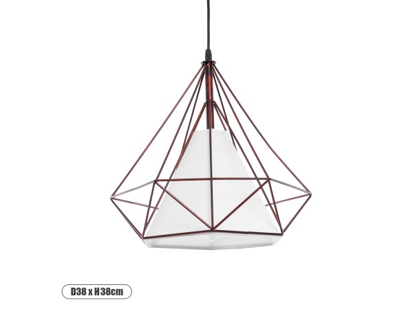 GLOBOSTAR® KAIRI 01623 Μοντέρνο Κρεμαστό Φωτιστικό Οροφής με Ντουί 1 x E27 AC 220-240V IP20 - Χάλκινο & Λευκό - Μ38 x Π38 x Y38cm