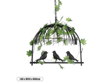 GLOBOSTAR® NEST 01640 Vintage Κρεμαστό Φωτιστικό Οροφής με Ντουί 1 x E27 AC 220-240V IP20 - Μαύρο & Πράσινο - Μ48 x Π38 x Υ40cm