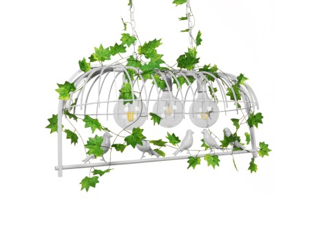 GLOBOSTAR® NEST 01647 Vintage Κρεμαστό Φωτιστικό Οροφής με Ντουί 3 x E27 AC 220-240V IP20 - Λευκό & Πράσινο - Μ86 x Π38 x Y37cm