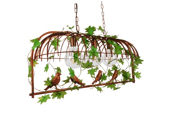 GLOBOSTAR® NEST 01648 Vintage Κρεμαστό Φωτιστικό Οροφής με Ντουί 3 x E27 AC 220-240V IP20 - Χάλκινο & Πράσινο - Μ85.5 x Π37.5 x Y38cm