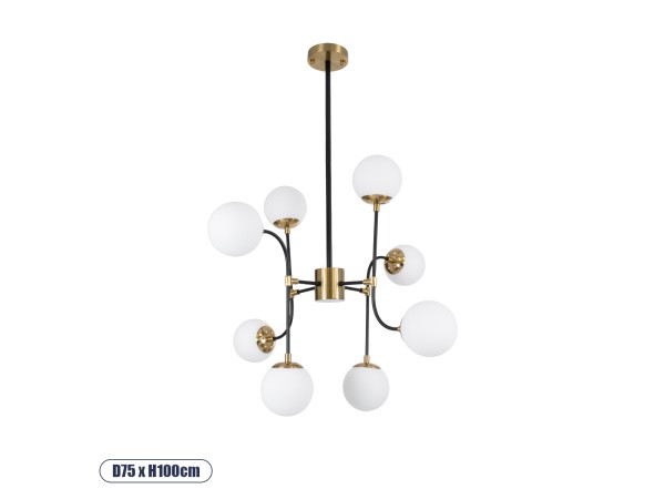 GLOBOSTAR® STARDUST 01649 Vintage Φωτιστικό Οροφής με Ντουί 8 x E27 AC 220-240V IP20 - Μαύρο & Χρυσό - Μ75 x Π75 x Υ100cm GLOBOSTAR® STARDUST 01649 Vintage Φωτιστικό Οροφής με Ντουί 8 x E27 AC 220-240V IP20 - Μαύρο & Χρυσό - Μ75 x Π75 x Υ100cm