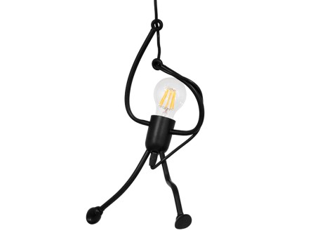 GLOBOSTAR® LITTLE MAN 01652 Μοντέρνο Κρεμαστό Φωτιστικό Οροφής με Ντουί 1 x E27 AC 220-240V IP20 - Μαύρο - Μ20 x Π20 x Υ40cm