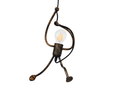 GLOBOSTAR® LITTLE MAN 01653 Μοντέρνο Κρεμαστό Φωτιστικό Οροφής με Ντουί 1 x E27 AC 220-240V IP20 - Χάλκινο - Μ20 x Π20 x Υ40cm