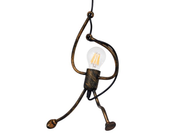 GLOBOSTAR® LITTLE MAN 01653 Μοντέρνο Κρεμαστό Φωτιστικό Οροφής με Ντουί 1 x E27 AC 220-240V IP20 - Χάλκινο - Μ20 x Π20 x Υ40cm