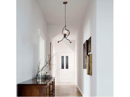 GLOBOSTAR® FIGURE 10001653 Παιδικό Κρεμαστό Φωτιστικό Οροφής με Ντουί 1 x E27 AC 220-240V IP20 - Χάλκινο - Μ20 x Π20 x Υ40cm