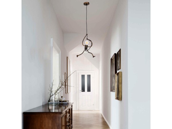 GLOBOSTAR® FIGURE 10001653 Παιδικό Κρεμαστό Φωτιστικό Οροφής με Ντουί 1 x E27 AC 220-240V IP20 - Χάλκινο - Μ20 x Π20 x Υ40cm