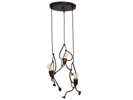 GLOBOSTAR® LITTLE MAN 01656 Μοντέρνο Κρεμαστό Φωτιστικό Οροφής με Ντουί 3 x E27 AC 220-240V IP20 - Χάλκινο - Μ45 x Π45 x Υ40cm