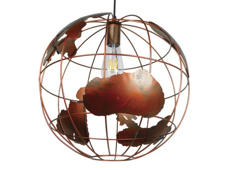 GLOBOSTAR® EARTH 01665 Vintage Κρεμαστό Φωτιστικό Οροφής με Ντουί 1 x E27 AC 220-240V IP20 - Χάλκινο - Μ40 x Π40 x Y40cm