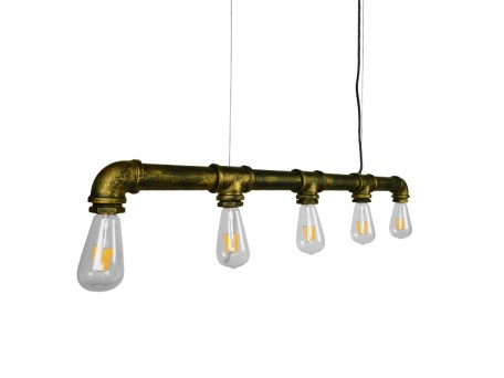 GLOBOSTAR® CANAL 01669 Vintage Κρεμαστό Φωτιστικό Οροφής με Ντουί 5 x E27 AC 220-240V IP20 - Μπρούτζινο - Μ92 x Π5 x Y8cm