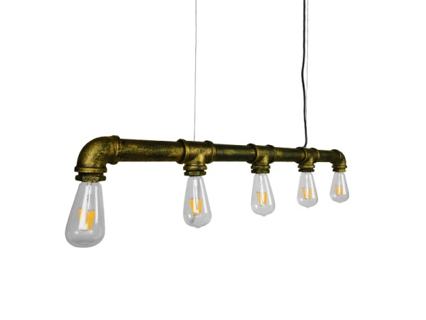 GLOBOSTAR® CANAL 01669 Vintage Κρεμαστό Φωτιστικό Οροφής με Ντουί 5 x E27 AC 220-240V IP20 - Μπρούτζινο - Μ92 x Π5 x Y8cm