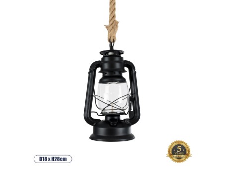 GLOBOSTAR® BARBAROSSA 01704 Vintage Κρεμαστό Φωτιστικό Οροφής με Ντουί 1 x E27 AC 220-240V IP20 - Μαύρο - Μ18 x Π18 x Υ28cm