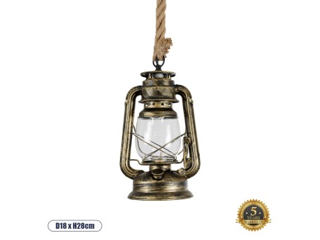 GLOBOSTAR® BARBAROSSA 01705 Vintage Κρεμαστό Φωτιστικό Οροφής με Ντουί 1 x E27 AC 220-240V IP20 - Μπρούτζινο - Μ18 x Π18 x Υ28cm