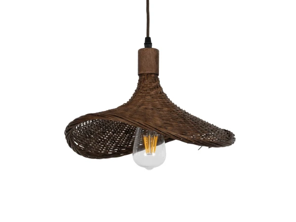 GLOBOSTAR® CUBA 01716 Boho Κρεμαστό Φωτιστικό Οροφής με Ντουί 1 x E27 AC 220-240V IP20 - Καφέ - Μ33 x Π30 x Υ22cm