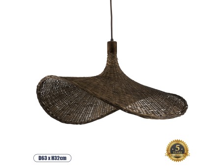GLOBOSTAR® CUBA 01722 Boho Κρεμαστό Φωτιστικό Οροφής με Ντουί 1 x E27 AC 220-240V IP20 - Καφέ - Μ63 x Π63 x Υ32cm