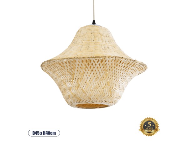 GLOBOSTAR® JUNIPER 01737 Boho Κρεμαστό Φωτιστικό Οροφής με Ντουί 1 x E27 AC 220-240V IP20 - Μπεζ - Μ45 x Π45 x Υ40cm