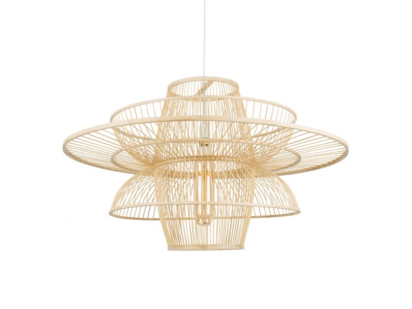 GLOBOSTAR® BALI 01758 Boho Κρεμαστό Φωτιστικό Οροφής με Ντουί 1 x E27 AC 220-240V IP20 - Μπεζ - Μ100 x Π100 x Υ60cm