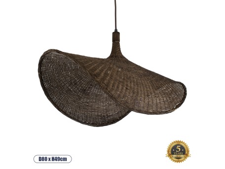 GLOBOSTAR® CUBA 01768 Boho Κρεμαστό Φωτιστικό Οροφής με Ντουί 1 x E27 AC 220-240V IP20 - Καφέ - Μ80 x Π80 x Υ49cm