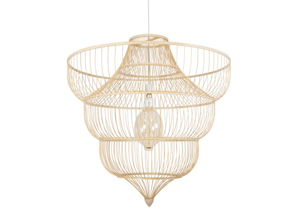 GLOBOSTAR® HIBISCUS 01781 Boho Κρεμαστό Φωτιστικό Οροφής με Ντουί 1 x E27 AC 220-240V IP20 - Μπεζ - Μ100 x Π100 x Υ100cm