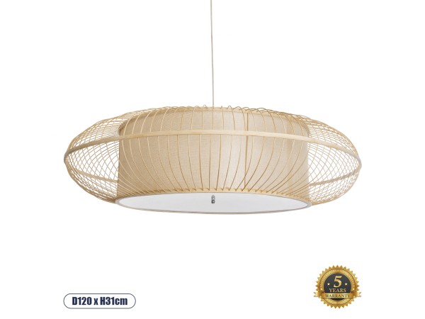 GLOBOSTAR® HIBISCUS 01782 Boho Κρεμαστό Φωτιστικό Οροφής με Ντουί 3 x E27 AC 220-240V IP20 - Μπεζ - Μ120 x Π120 x Y31cm