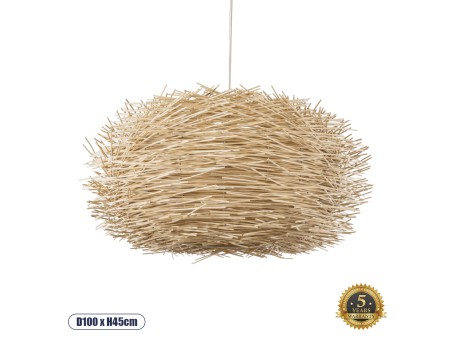 GLOBOSTAR® MINORCA 01786 Boho Κρεμαστό Φωτιστικό Οροφής με Ντουί 1 x E27 AC 220-240V IP20 - Μπεζ - Μ100 x Π100 x Υ45cm