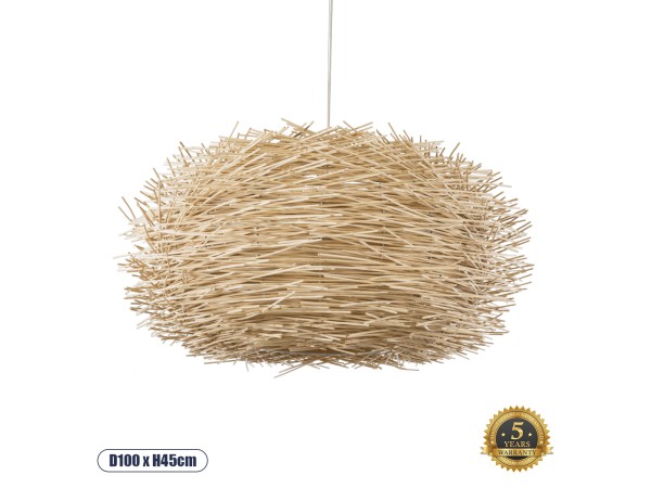 GLOBOSTAR® MINORCA 01786 Boho Κρεμαστό Φωτιστικό Οροφής με Ντουί 1 x E27 AC 220-240V IP20 - Μπεζ - Μ100 x Π100 x Υ45cm