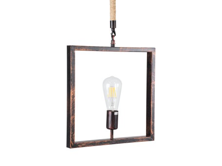 GLOBOSTAR® FRAISE 01814 Vintage Κρεμαστό Φωτιστικό Οροφής με Ντουί 1 x E27 AC 220-240V IP20 - Χάλκινο & Μπεζ - Μ32 x Π4 x Υ32cm