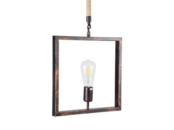 GLOBOSTAR® FRAISE 01814 Vintage Κρεμαστό Φωτιστικό Οροφής με Ντουί 1 x E27 AC 220-240V IP20 - Χάλκινο & Μπεζ - Μ32 x Π4 x Υ32cm