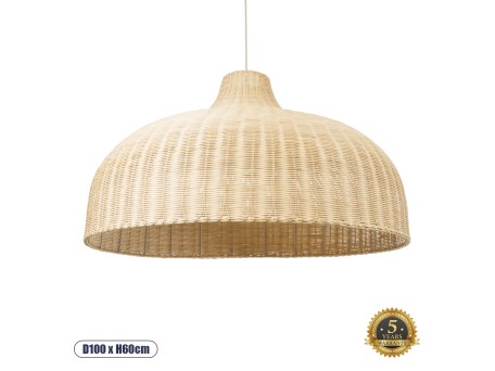 GLOBOSTAR® AFURU 01829 Boho Κρεμαστό Φωτιστικό Οροφής με Ντουί 1 x E27 AC 220-240V IP20 - Μπεζ - Μ100 x Π100 x Υ60cm
