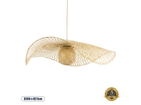GLOBOSTAR® CINNABAR 01838 Boho Κρεμαστό Φωτιστικό Οροφής με Ντουί 1 x E27 AC 220-240V IP20 - Μπεζ - Μ100 x Π100 x Υ21cm
