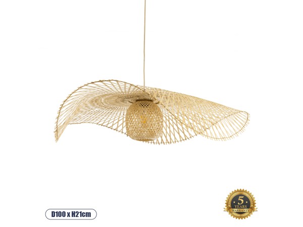 GLOBOSTAR® CINNABAR 01838 Boho Κρεμαστό Φωτιστικό Οροφής με Ντουί 1 x E27 AC 220-240V IP20 - Μπεζ - Μ100 x Π100 x Υ21cm