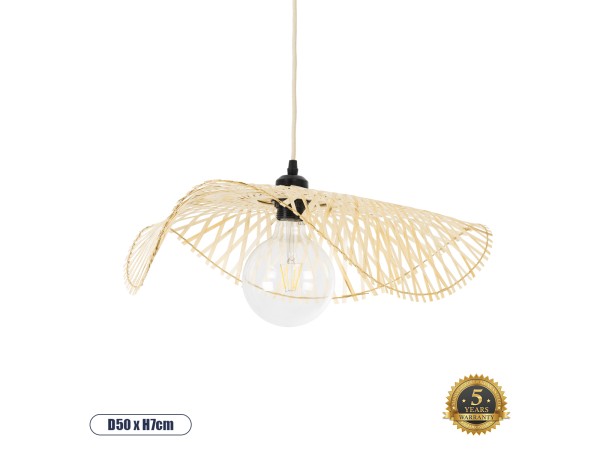 GLOBOSTAR® MELEMELE 01840 Boho Κρεμαστό Φωτιστικό Οροφής με Ντουί 1 x E27 AC 220-240V IP20 - Μπεζ - Μ50 x Π50 x Υ7cm