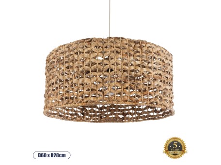 GLOBOSTAR® MANGATA 01849 Boho Κρεμαστό Φωτιστικό Οροφής με Ντουί 1 x E27 AC 220-240V IP20 - Καφέ - Μ60 x Π60 x Υ28cm