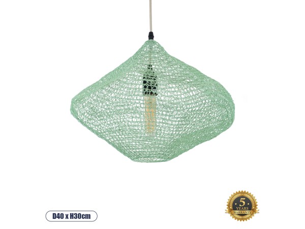 GLOBOSTAR® KENTUCKY 01864 Vintage Κρεμαστό Φωτιστικό Οροφής με Ντουί 1 x E27 AC 220-240V IP20 - Τιρκουάζ - Μ40 x Π40 x Υ30cm