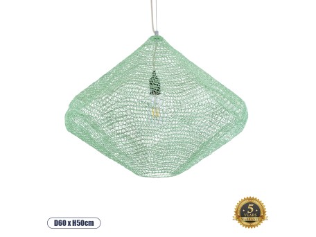 GLOBOSTAR® KENTUCKY 01866 Vintage Κρεμαστό Φωτιστικό Οροφής με Ντουί 1 x E27 AC 220-240V IP20 - Τιρκουάζ - Μ60 x Π60 x Υ50cm