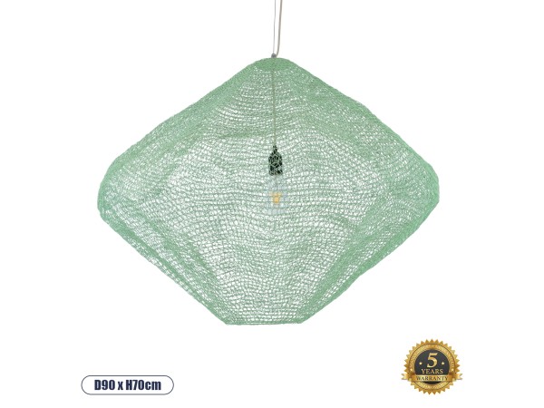 GLOBOSTAR® KENTUCKY 01870 Vintage Κρεμαστό Φωτιστικό Οροφής με Ντουί 1 x E27 AC 220-240V IP20 - Τιρκουάζ - Μ90 x Π90 x Υ70cm