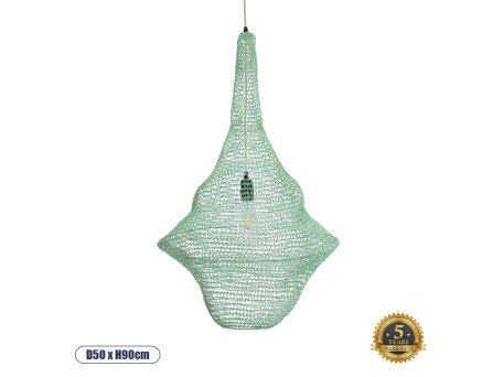 GLOBOSTAR® KENTUCKY 01876 Vintage Κρεμαστό Φωτιστικό Οροφής με Ντουί 1 x E27 AC 220-240V IP20 - Τιρκουάζ - Μ50 x Π50 x Υ90cm