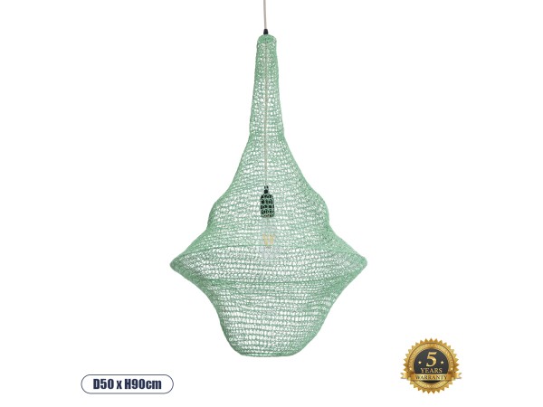 GLOBOSTAR® KENTUCKY 01876 Vintage Κρεμαστό Φωτιστικό Οροφής με Ντουί 1 x E27 AC 220-240V IP20 - Τιρκουάζ - Μ50 x Π50 x Υ90cm