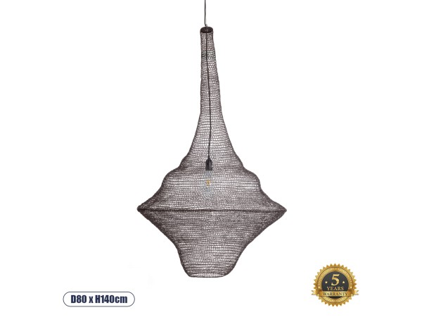 GLOBOSTAR® KENTUCKY 01878 Vintage Κρεμαστό Φωτιστικό Οροφής με Ντουί 1 x E27 AC 220-240V IP20 - Καφέ - Μ80 x Π80 x Υ140cm