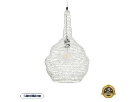 GLOBOSTAR® KENTUCKY 01880 Vintage Κρεμαστό Φωτιστικό Οροφής με Ντουί 1 x E27 AC 220-240V IP20 - Μπεζ - Μ30 x Π30 x Υ50cm