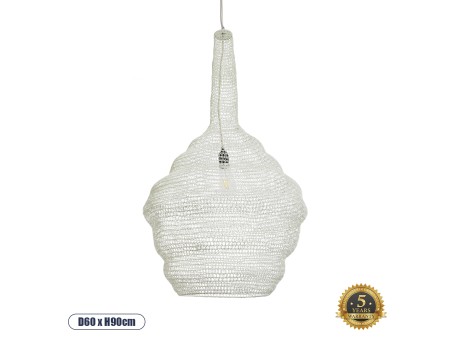 GLOBOSTAR® KENTUCKY 01883 Vintage Κρεμαστό Φωτιστικό Οροφής με Ντουί 1 x E27 AC 220-240V IP20 - Λευκό - Μ60 x Π60 x Υ90cm